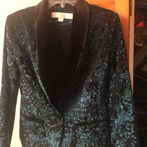 Boston proper velvet blazer with turquoise paisley